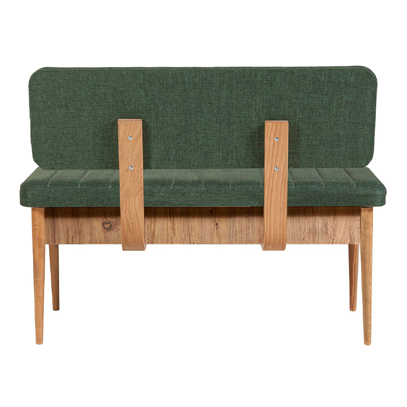 Two-seater sofa - Alden Megapap melamine bench - green fabric 110x40x85cm.