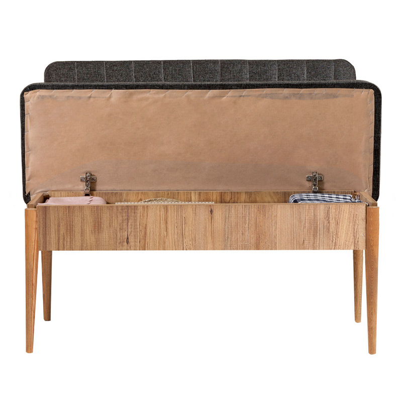 Two-seater sofa - Alden Megapap melamine bench - anthracite fabric 110x40x85cm.