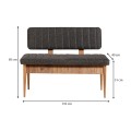 Two-seater sofa - Alden Megapap melamine bench - anthracite fabric 110x40x85cm.