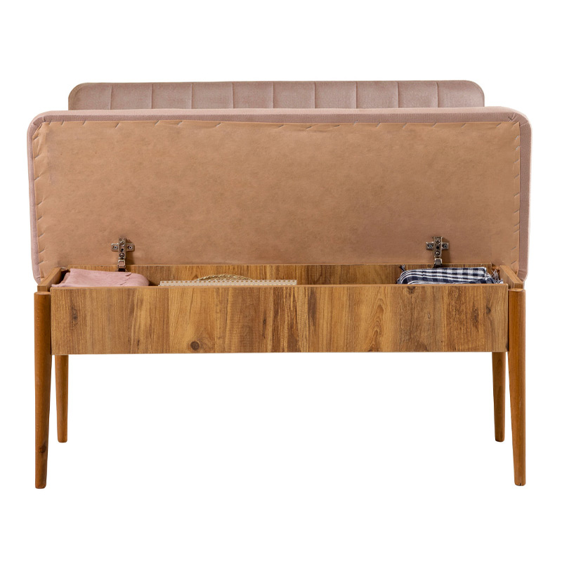 Two-seater sofa - Alden Megapap melamine bench - beige velvet 110x40x85cm.
