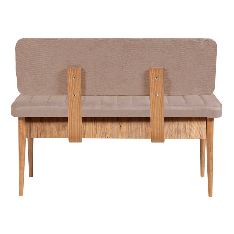 Two-seater sofa - Alden Megapap melamine bench - beige velvet 110x40x85cm.