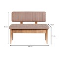 Two-seater sofa - Alden Megapap melamine bench - beige velvet 110x40x85cm.