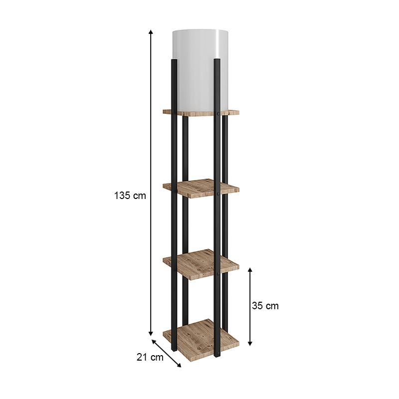 Nora Megapap floor lamp MDF - fabric in black - natural color 21x21x135cm.