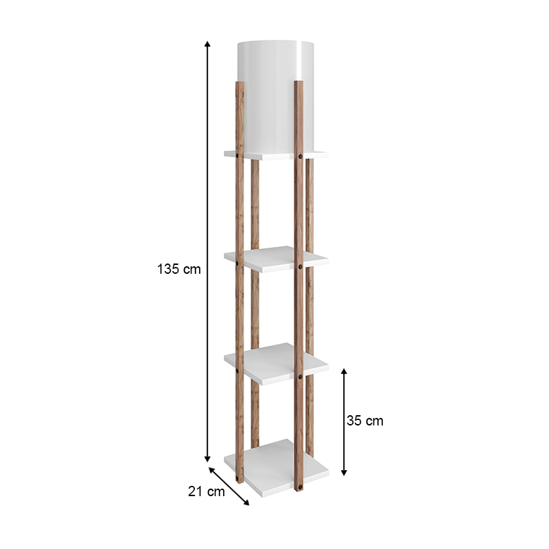 Nora Megapap flora lamp MDF - fabric in natural - white color 21x21x135cm.