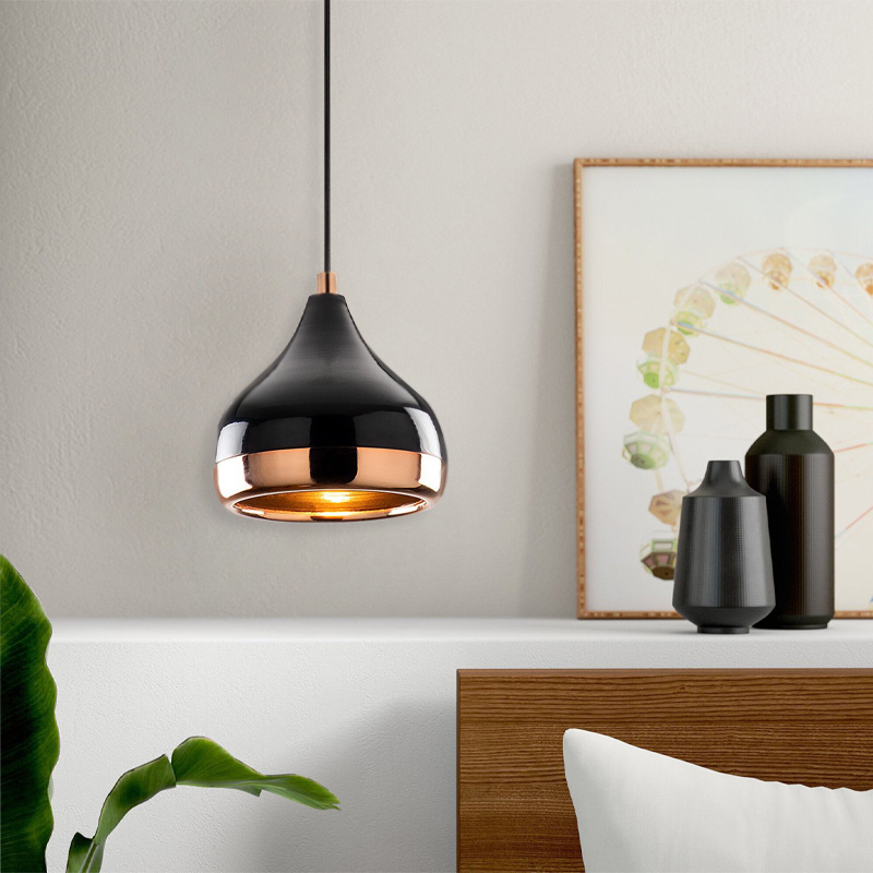 Precious Megapap E27 metallic ceiling lamp in black - bronze color Φ17x112cm.