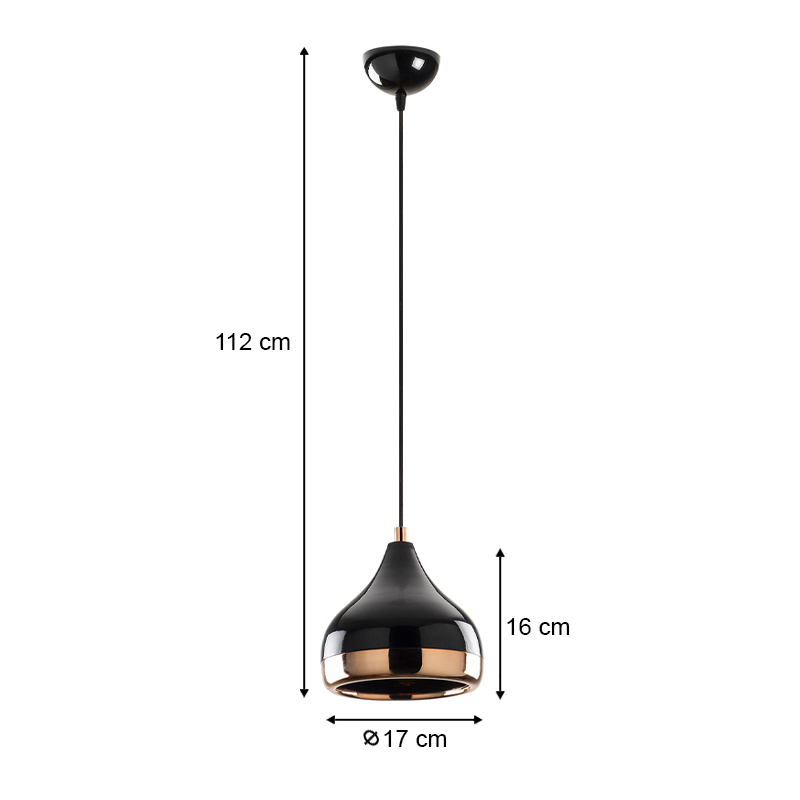 Precious Megapap E27 metallic ceiling lamp in black - bronze color Φ17x112cm.