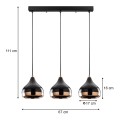 Precious Megapap E27 metallic three-light ceiling light in black - bronze color 67x17x111cm.