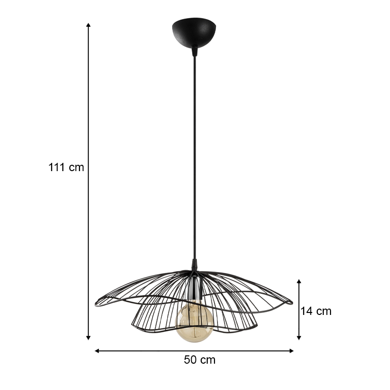 Yildo Megapap E27 metallic ceiling lamp in black color Φ50x111cm.