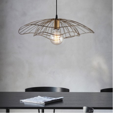 Yildo Megapap E27 metallic ceiling lamp in vintage gold color Φ50x111cm.
