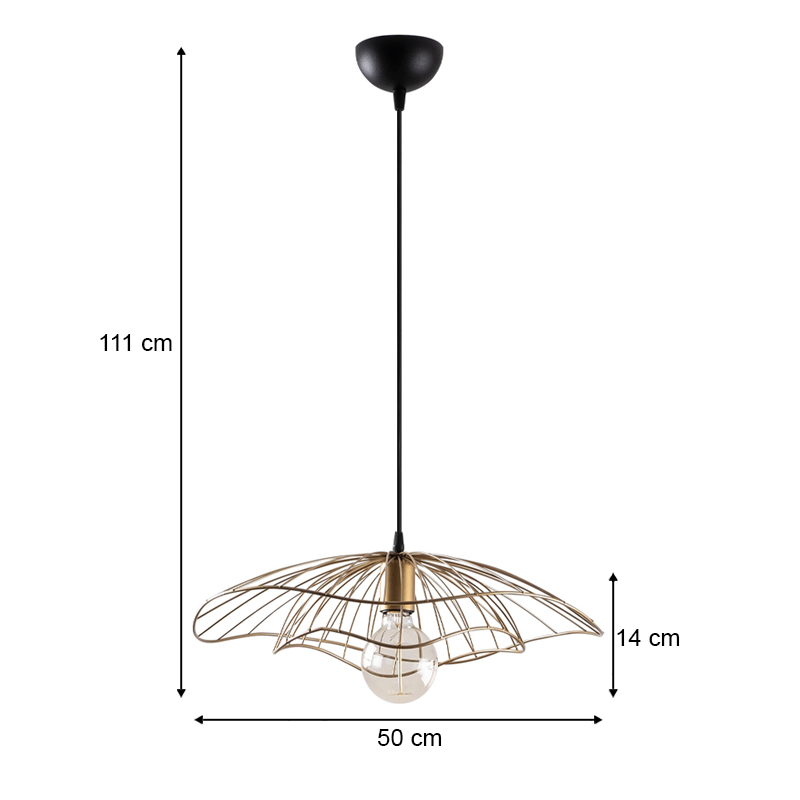 Yildo Megapap E27 metallic ceiling lamp in vintage gold color Φ50x111cm.