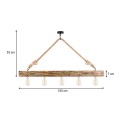 Erebos Megapap E27 wooden five lights ceiling lamp in natural color 100x7x53cm.