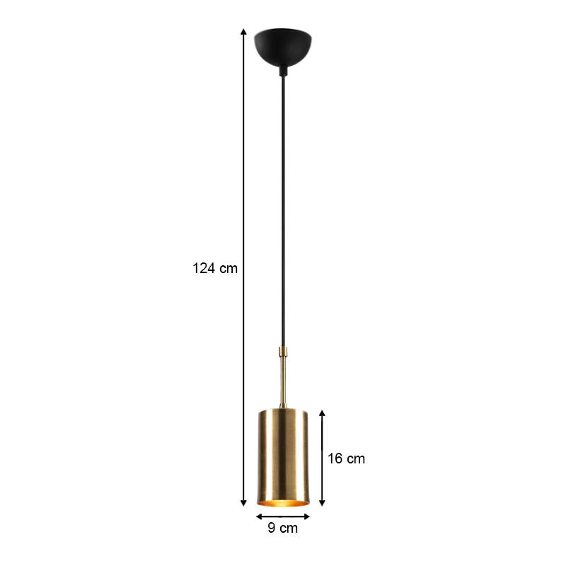 Kem Megapap E27 metallic ceiling lamp in gold color Φ9x124cm.