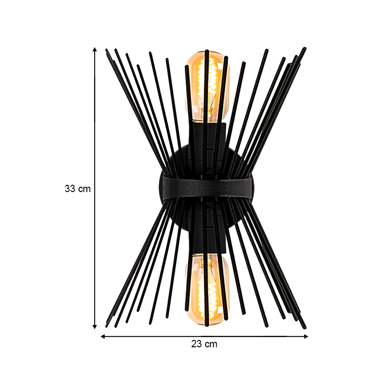 Kirpi Megapap E27 metal in black color 34x5x34cm.