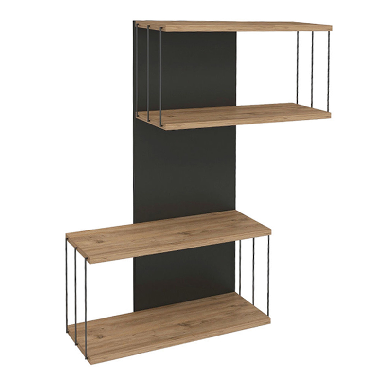Melamine wall shelf Destan Megapap in color antracite - natural beech 65x19x96cm.