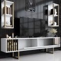 Goldline Megapap melamine tv unit in white - gold color 180x30x48cm.