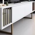 Goldline Megapap melamine tv unit in white - gold color 180x30x48cm.