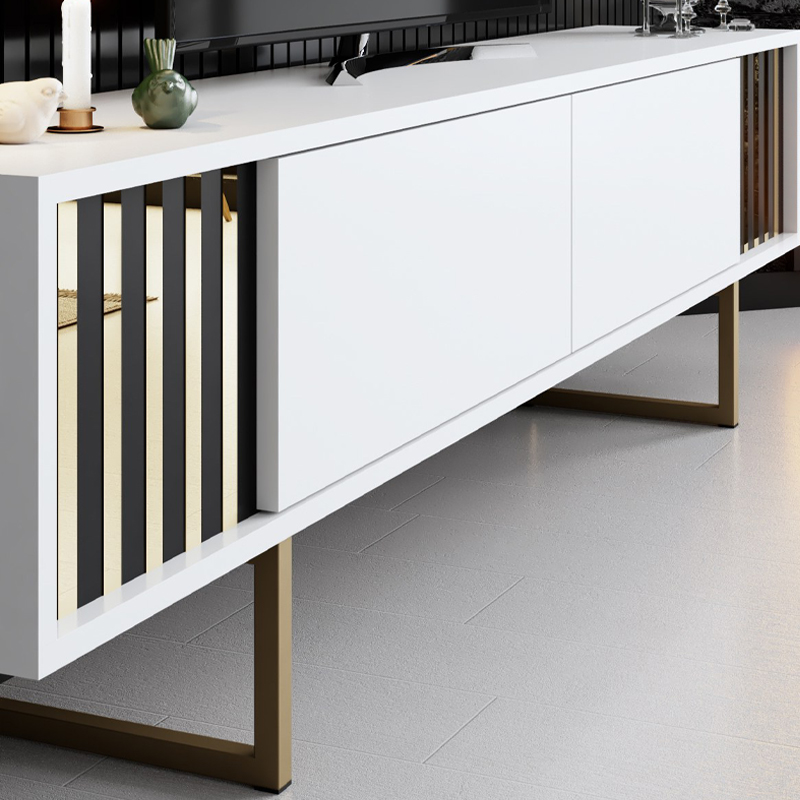 Goldline Megapap melamine tv unit in white - gold color 180x30x48cm.