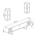 Goldline Megapap melamine tv unit in white - gold color 180x30x48cm.