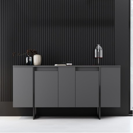 Μπουφές Luxe Megapap χρώμα ανθρακί 160x35x80εκ.