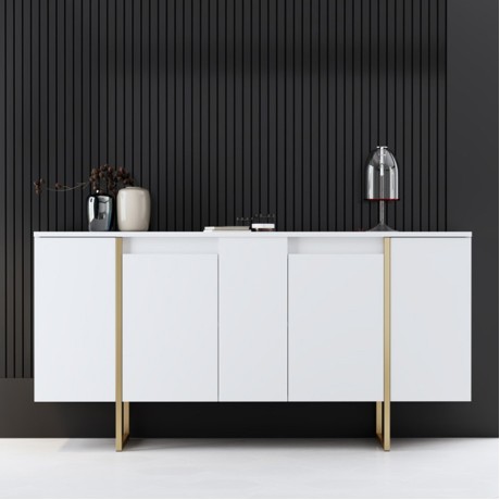 Μπουφές Luxe Megapap χρώμα λευκό - χρυσό 160x35x80εκ.