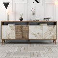 Milan Megapap melamine buffet in walnut - white marble effect color 180x35x78,6cm.