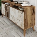 Milan Megapap melamine buffet in walnut - white marble effect color 180x35x78,6cm.