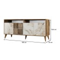 Milan Megapap melamine buffet in walnut - white marble effect color 180x35x78,6cm.