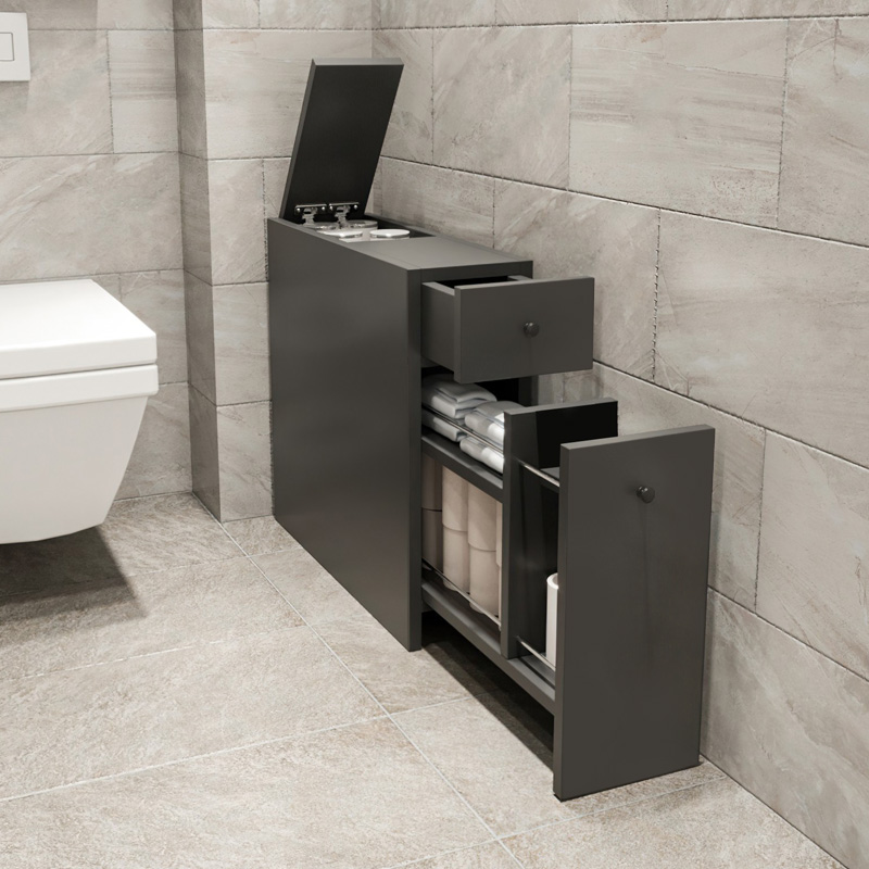 Calencia Megapap melamine bathroom cabinet in anthracite color 20x60x55cm.