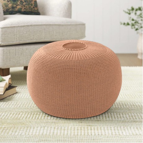 Stool - Pouf Knit Megapap knitted cinnamon color Φ47x35cm.