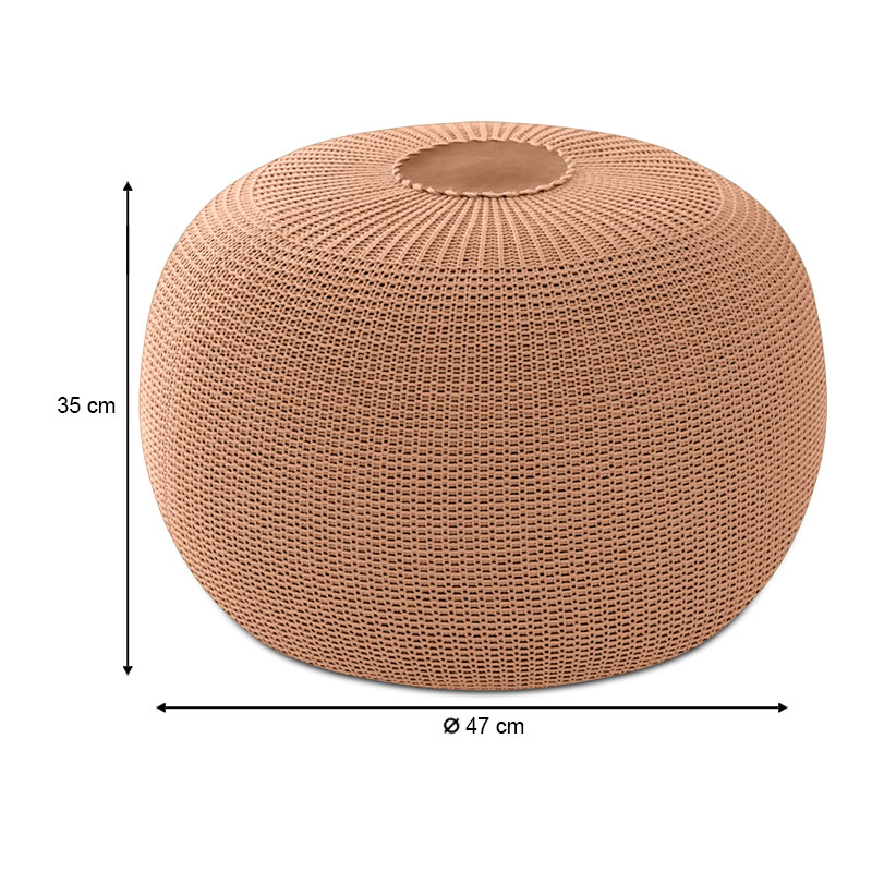 Stool - Pouf Knit Megapap knitted cinnamon color Φ47x35cm.