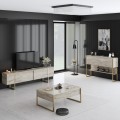 Luxe Megapap metal - melamine coffee table in travertine - gold color 90x60x40cm.