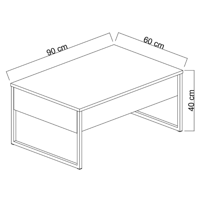 Luxe Megapap metal - melamine coffee table in travertine - gold color 90x60x40cm.