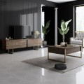 Luxe Megapap metal - melamine coffee table in walnut - gold color 90x60x40cm.