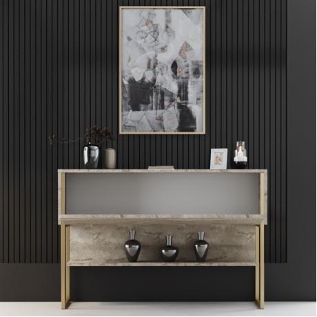Μπουφές Luxe Megapap χρώμα travertine - χρυσό 120x30x80εκ.
