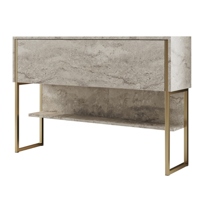Luxe Megapap melamine buffet in travertine - gold color 120x30x80cm.