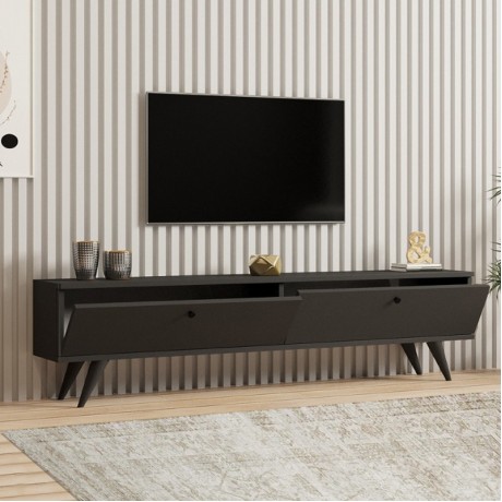 Paris Megapap melamine TV stand in anthracite color 160x25x35cm.