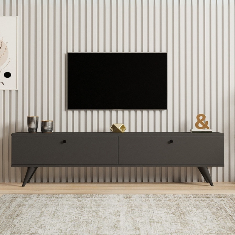 Paris Megapap melamine TV stand in anthracite color 160x25x35cm.