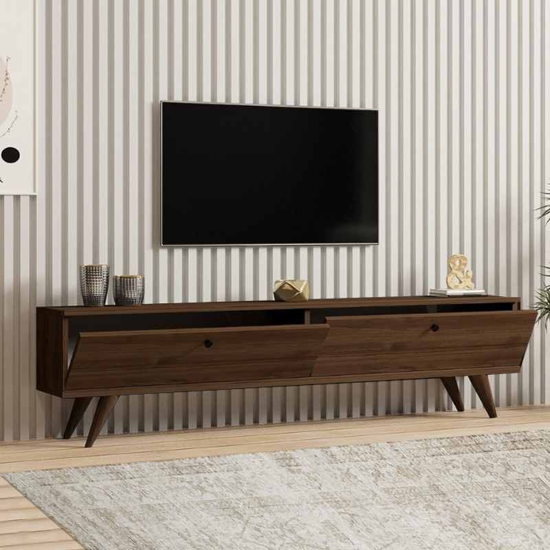 Paris Megapap melamine TV stand in walnut color 160x25x35cm.