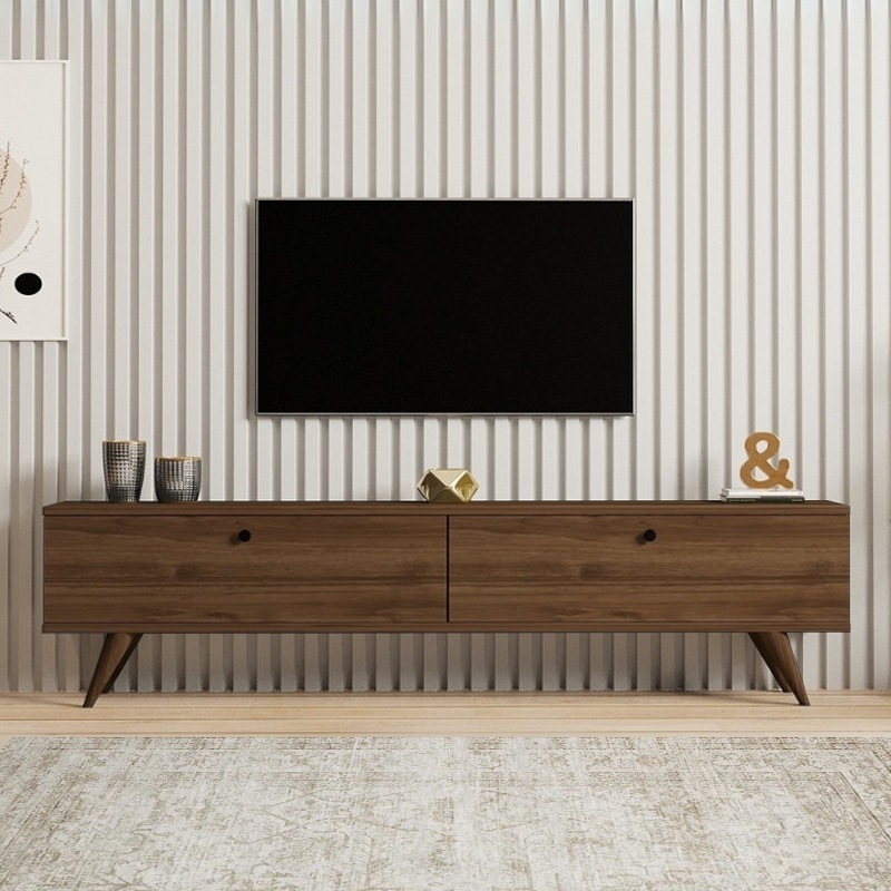 Paris Megapap melamine TV stand in walnut color 160x25x35cm.