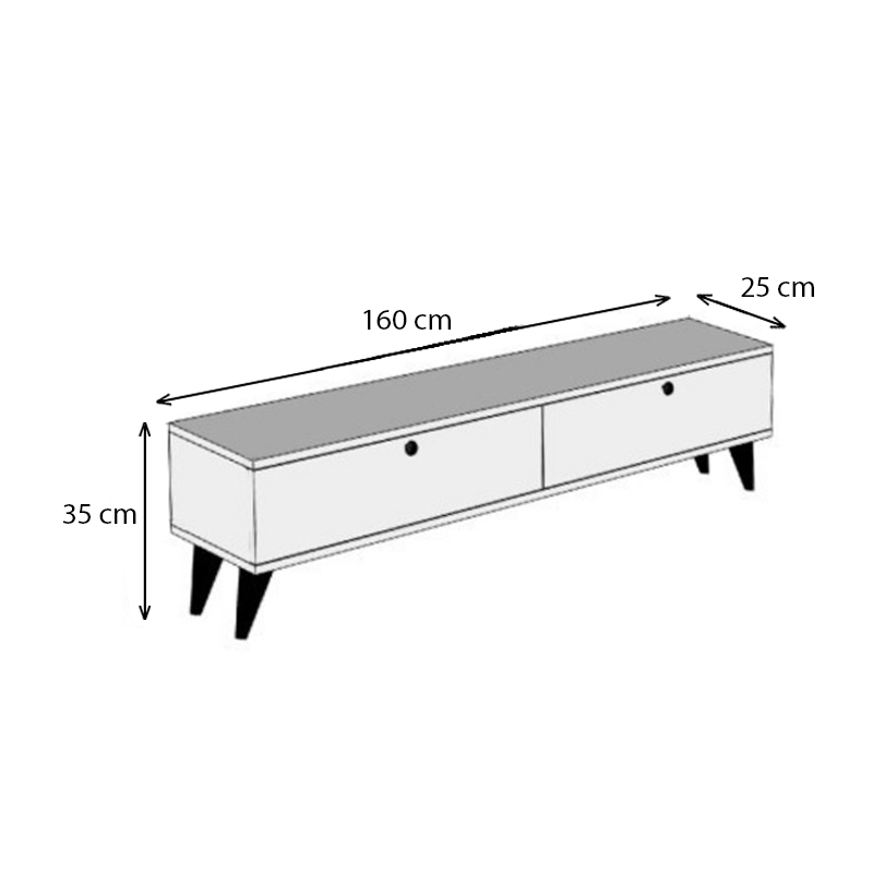 Paris Megapap melamine TV stand in walnut color 160x25x35cm.