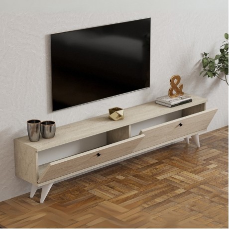 Έπιπλο τηλεόρασης Paris Megapap χρώμα travertine 160x25x35εκ.
