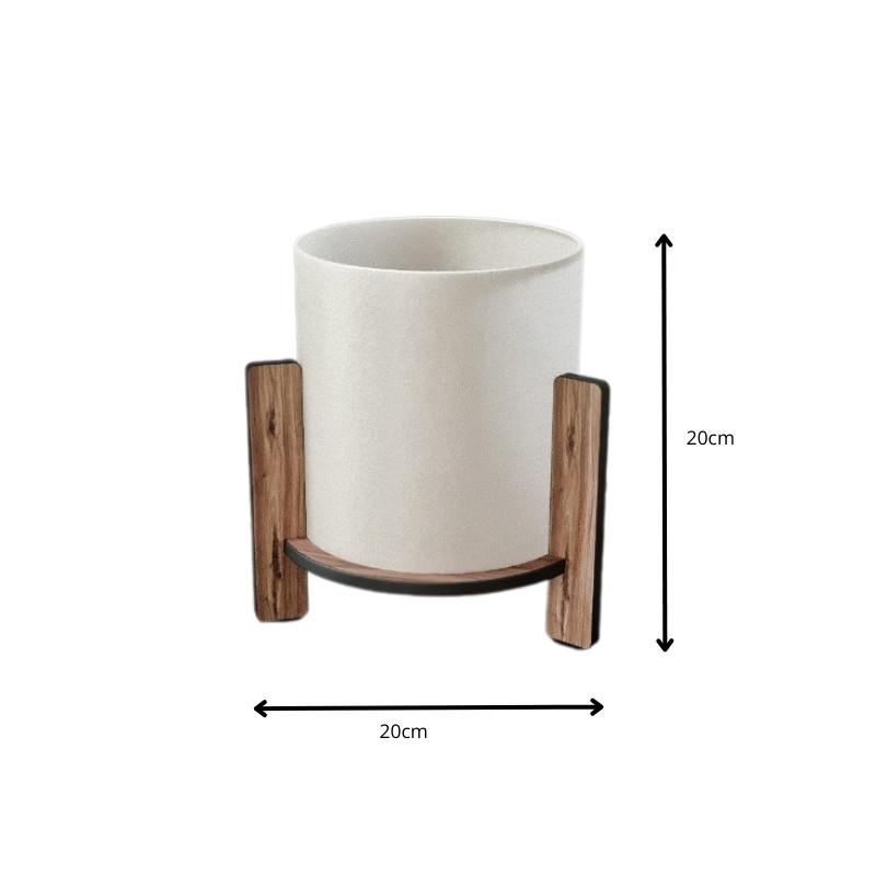 Pine Megapap MDF E27 table lamp in walnut - cream color Ø20x20cm.
