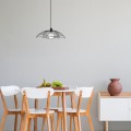 Farac Megapap E27 metallic ceiling lamp in black color Ø50x31/111cm.