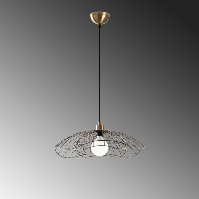 Farac Megapap E27 metallic ceiling lamp in gold vintage color Ø50x31/111cm.