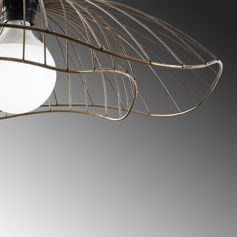 Farac Megapap E27 metallic ceiling lamp in gold vintage color Ø50x31/111cm.
