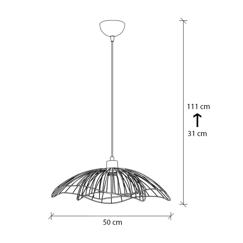 Farac Megapap E27 metallic ceiling lamp in gold vintage color Ø50x31/111cm.