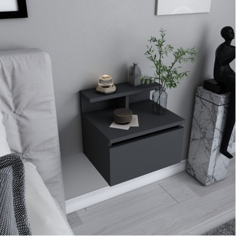 Arsen Megapap melamine wall nightstand in anthracite color 39,8x31,9x35cm.