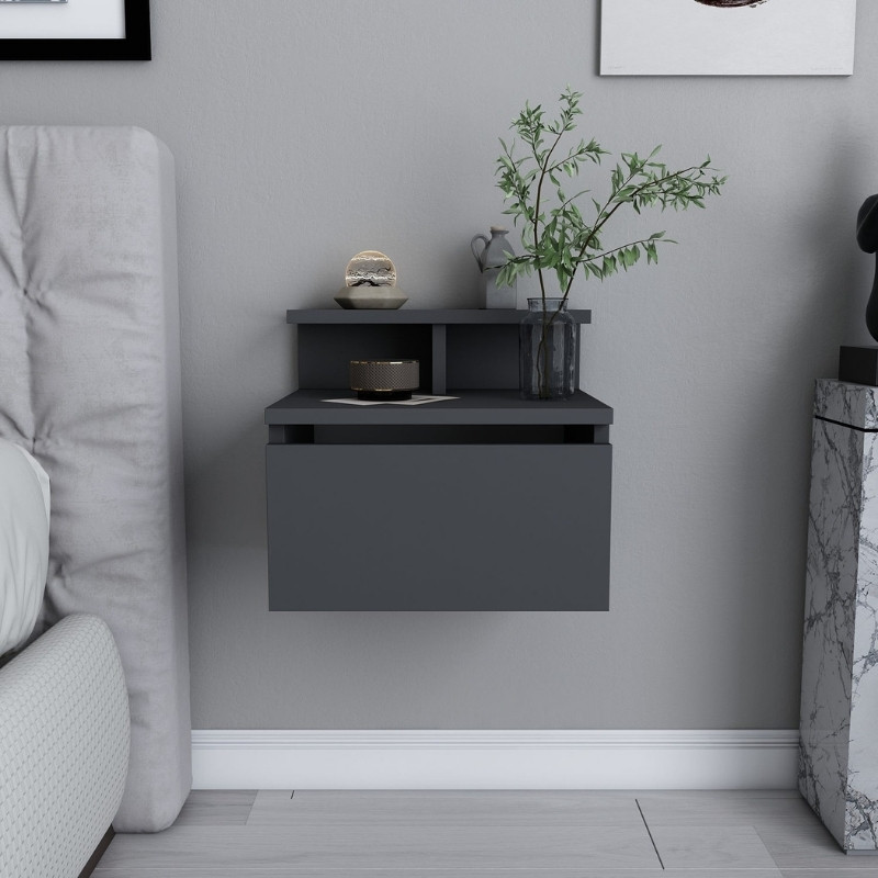 Arsen Megapap melamine wall nightstand in anthracite color 39,8x31,9x35cm.