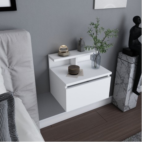 Arsen Megapap melamine wall nightstand in white color 39,8x31,9x35cm.