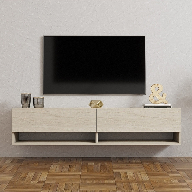 Arges Megapap melamine wall TV furniture in travertine color 140x29.6x30cm.